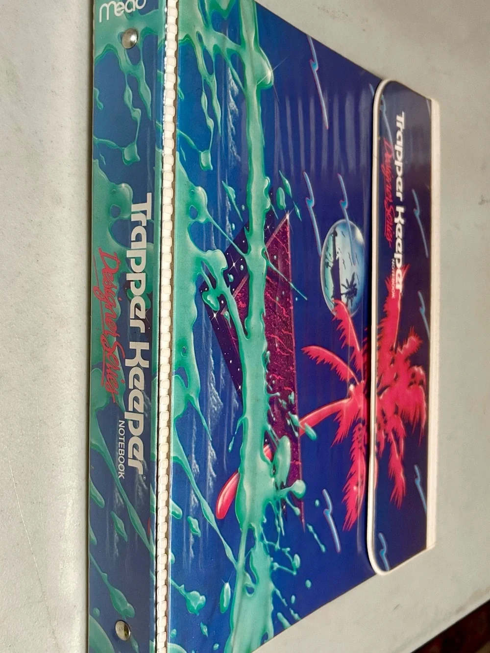 Vintage 90s Mead Trapper Keeper Designer Series Pink Palm Tree Binder